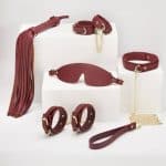 8 Pc Deluxe Bondage Play Kit Burgundy Gold
