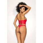 2 Pc Red Vinyl Bustier and Thong