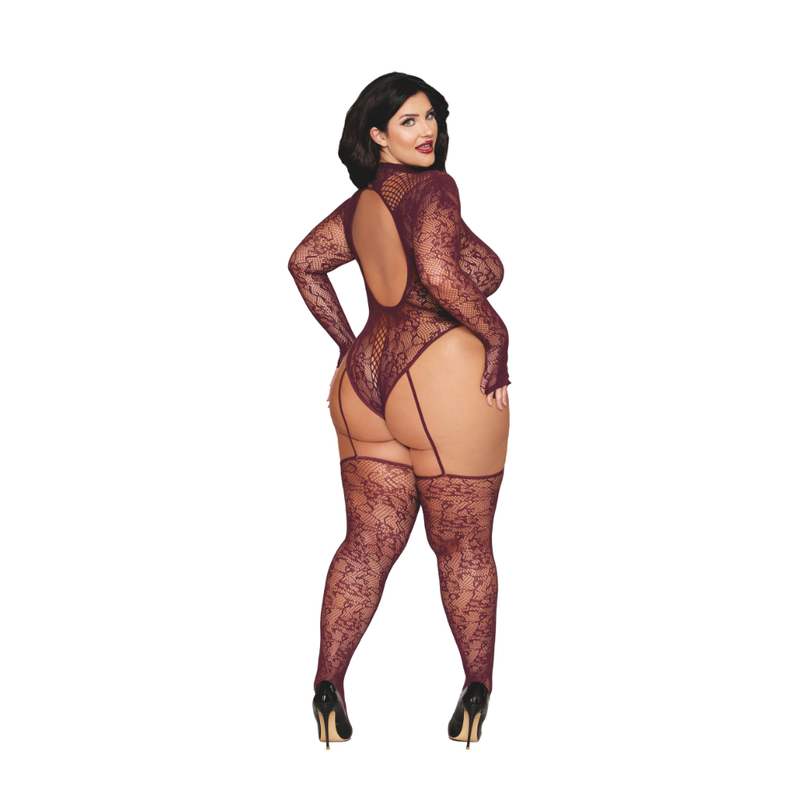 167912_4.jpg Dreamgirl Teddy Body Stocking Burgundy - Image 4